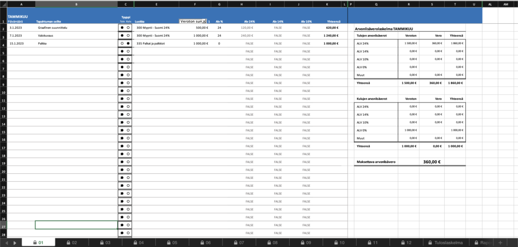 Ilmainen Excel yhdenkertainen kirjanpitopohja
